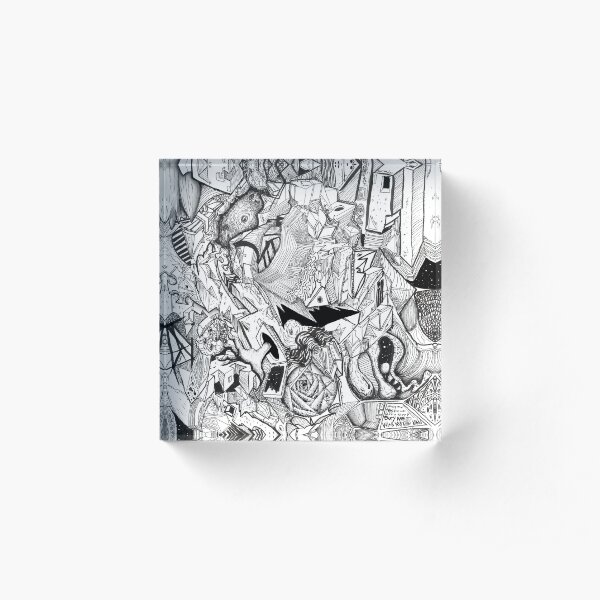 Abstract Chaos Trippy Linework 2020 Acrylic Block