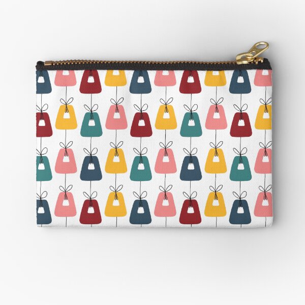 Item preview, "Dancing Trapezoids" Mid-Century Modern Pink Red Yellow Blue Green Graphic Designer Print designed and sold by victoriabdesign.