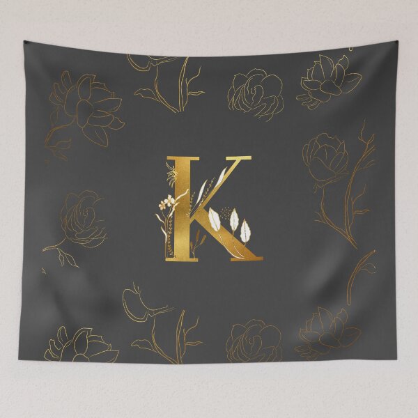 Item preview, Gold floral K Initial designed and sold by Parydish.