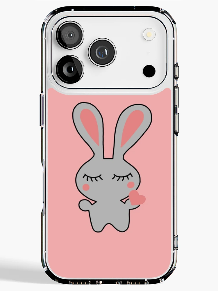 Thumbnail 1 of 5, iPhone Case, Gray / Pink Rabbit designed and sold by sofiponzi.