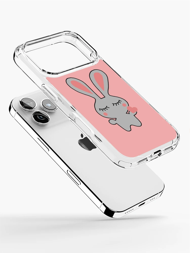 Thumbnail 2 of 5, iPhone Case, Gray / Pink Rabbit designed and sold by sofiponzi.