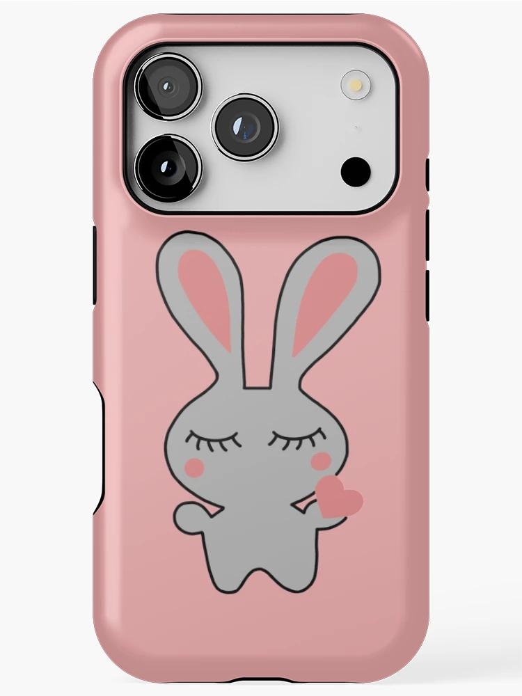 Thumbnail 1 of 4, iPhone Case, Gray / Pink Rabbit designed and sold by sofiponzi.