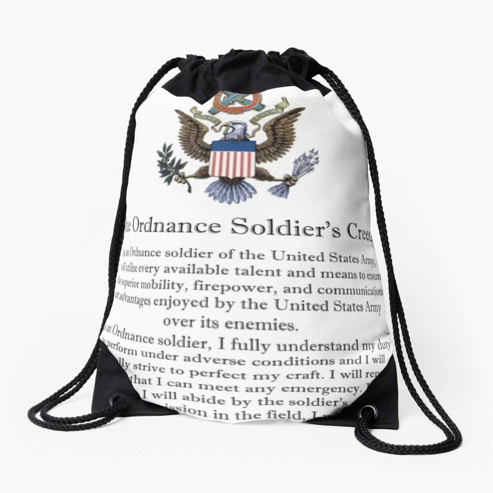 "Ordnance Soldiers Creed" Drawstring Bag for Sale by Darklite80 Redbubble