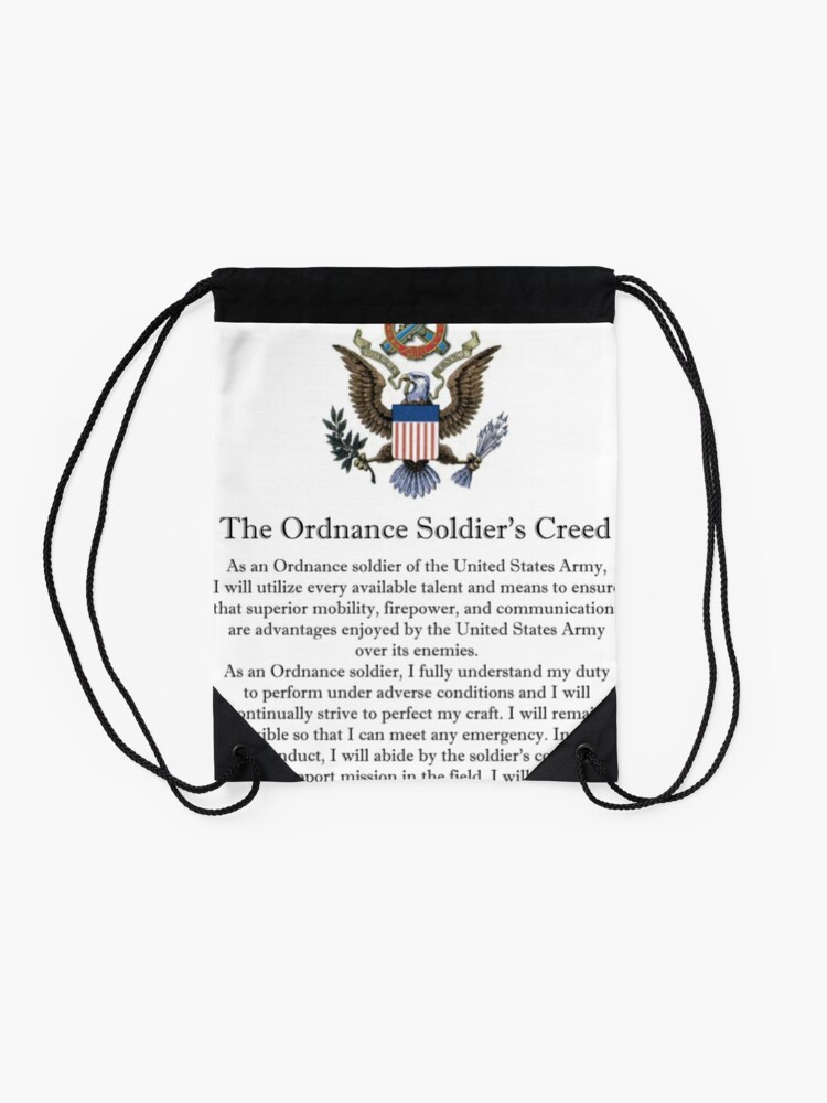 "Ordnance Soldiers Creed" Drawstring Bag for Sale by Darklite80 Redbubble