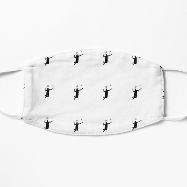 Badminton player in mid-air (Black) Flat Mask