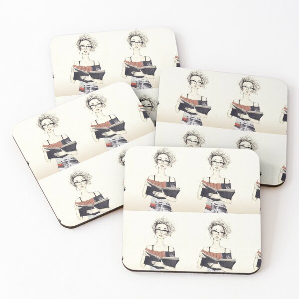 Item preview, Cute Nerdy girl wearing glasses and reading a book designed and sold by MindChirp.