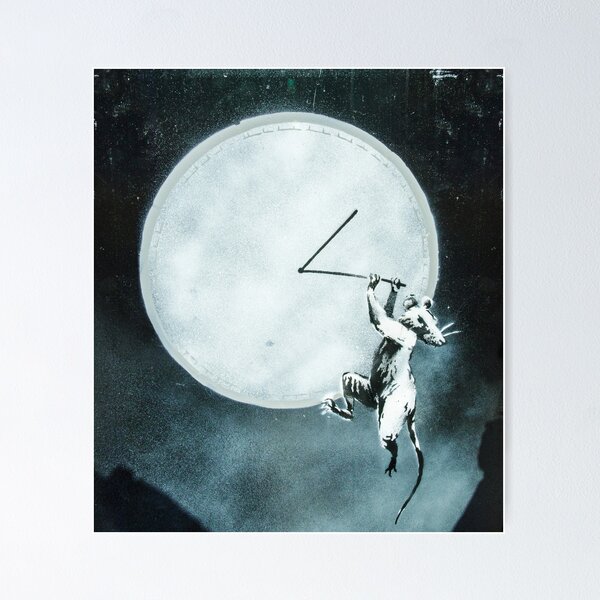 Item preview, BANKSY Rat Hanging On Moon Clock - Spray Paint Piece designed and sold by WE-ARE-BANKSY.