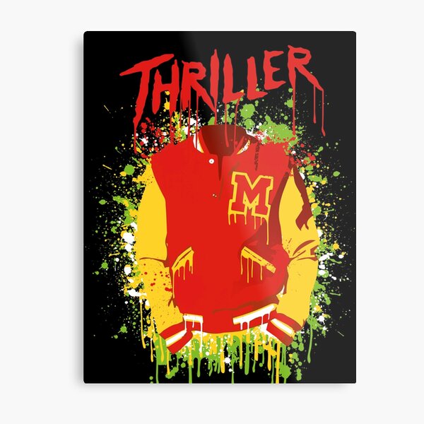 THRILLER VARSITY JACKET halloween paint splatter (Michael Jackson) Metal Print