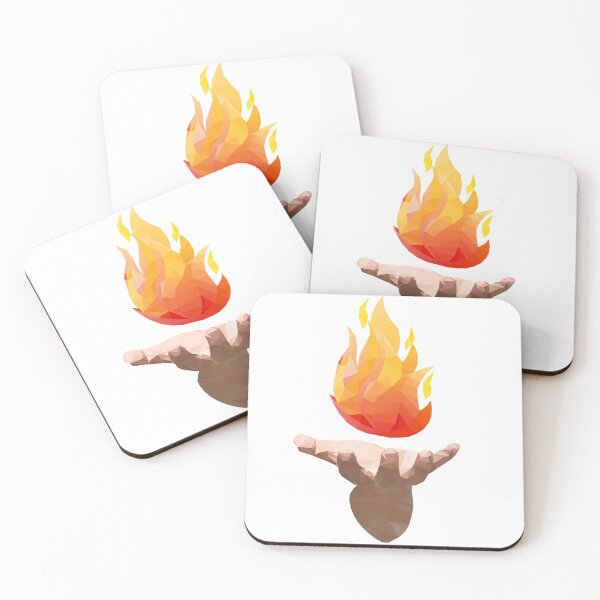 Item preview, Geometric hand holding fire designed and sold by LeatherBound.