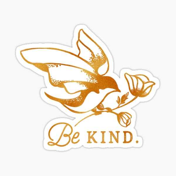 Item preview, "Be Kind" Uplifting Gold Typography & Sparrow Art designed and sold by The Whiskey Ginger Design Shop.