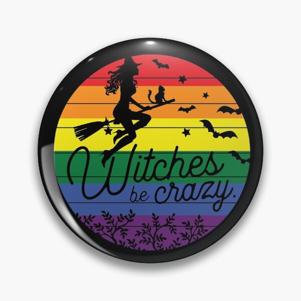 Item preview, Witches be Crazy, LGBGT Witch, Retro Rainbow Sunset   designed and sold by sasigifts.