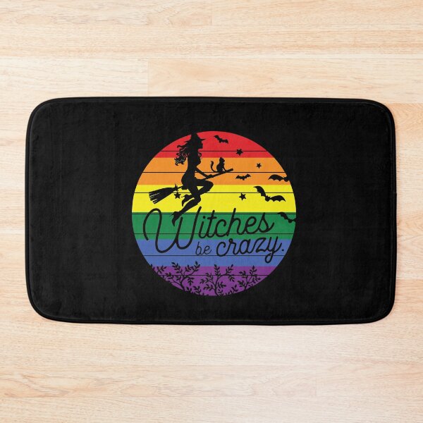 Item preview, Witches be Crazy, LGBGT Witch, Retro Rainbow Sunset   designed and sold by sasigifts.