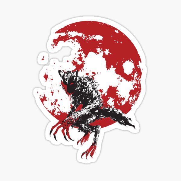 Black Werewolf, Blood Moon - Black Splatter Sticker