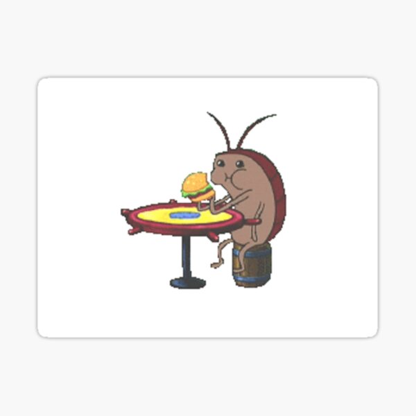 cockroach eating crabby patty - spongebob Sticker