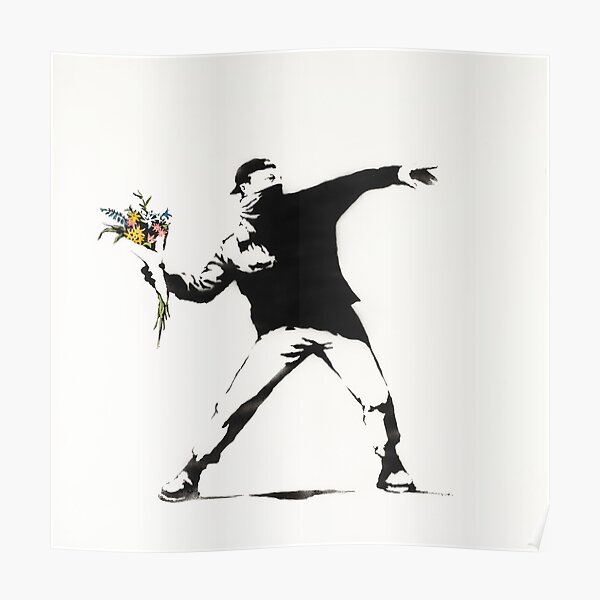 BANKSY Street Art Love is in the Air - Flower Thrower Poster