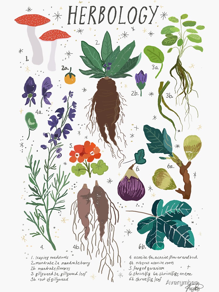 "Herbology" Sticker for Sale by Averymbee Redbubble