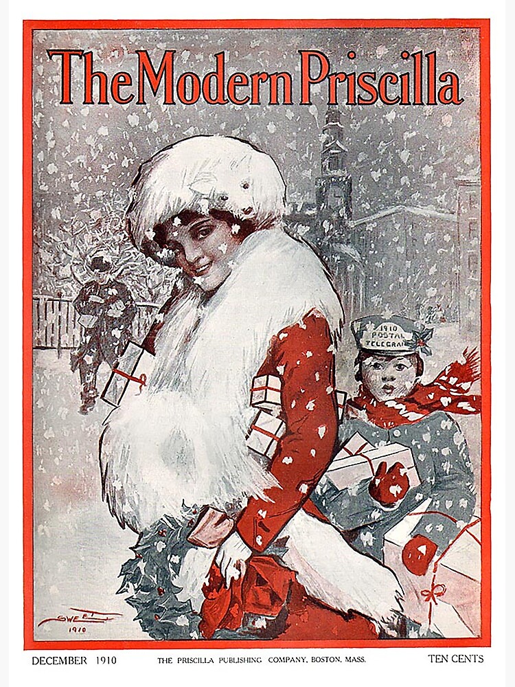 Thumbnail 2 of 2, Greeting Card, Vintage The Modern Priscilla Christmas Magazine Cover (1910) designed and sold by douglasewelch.