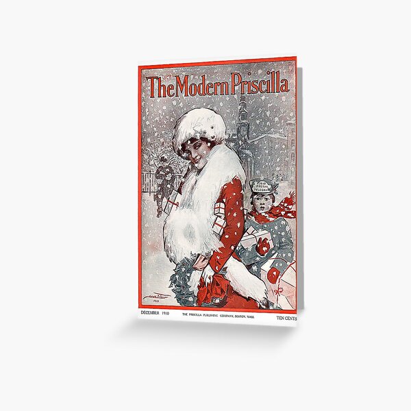 Vintage The Modern Priscilla Christmas Magazine Cover (1910) Greeting Card