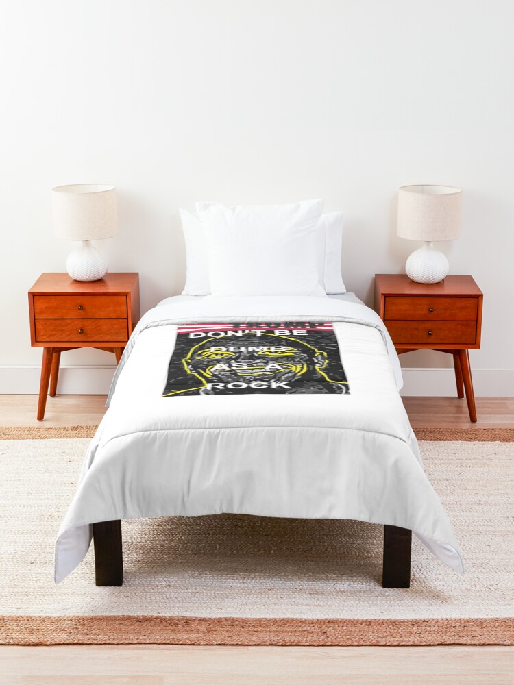Thumbnail 2 of 5, Comforter, Vote Trump, Don’t be Dumb as a Rock designed and sold by JeanJohnJohn.