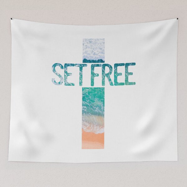 Item preview, Ocean Waves Cross Set Free by Jesus Christ designed and sold by move-mtns.