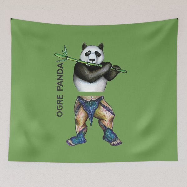 Item preview, OGRE PANDA by FrankenDuo asparagus green designed and sold by FrankenDuo.