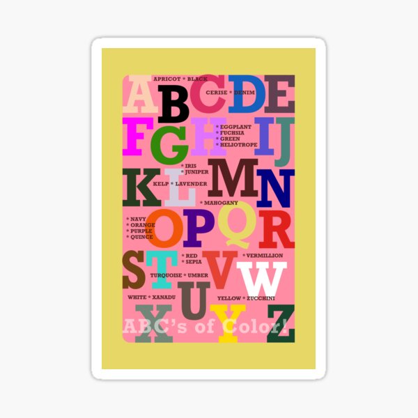 ABCs of Color: Modern Groovy Designer Print for Kids & Adults Sticker