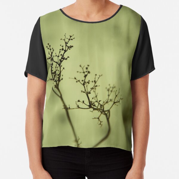 Shadow of plant, condolence card green background Chiffon Top
