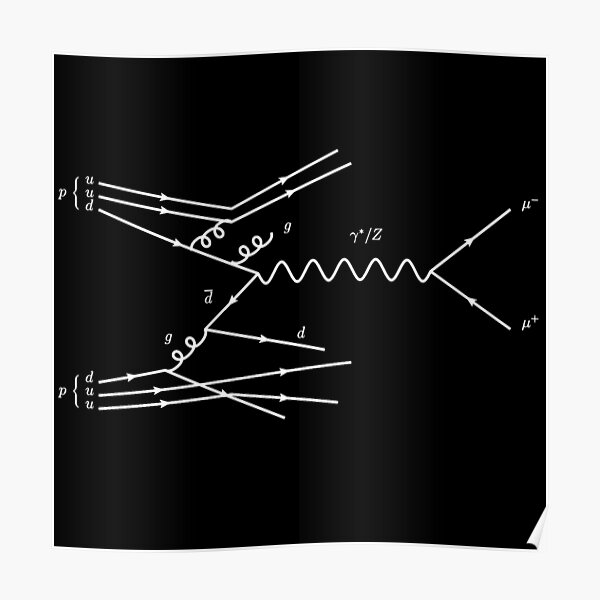 Feynman diagram, proton scattering dark version  Poster