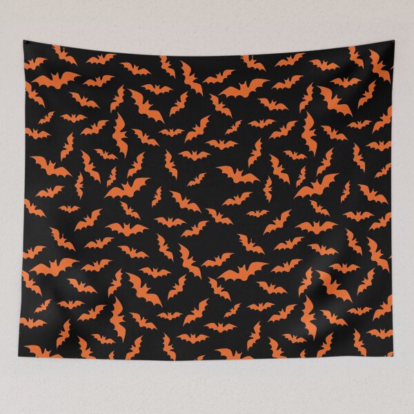 Item preview, Halloween cauldron of orange bats pattern designed and sold by ReluctantChickn.