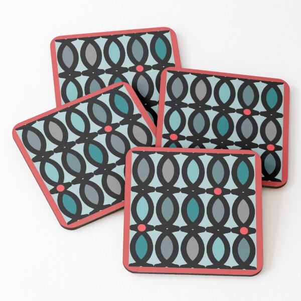 Item preview, Abstract pattern in bluegreen tones with red accents designed and sold by marina63.