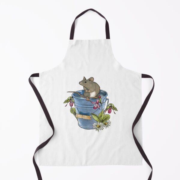 Item preview, Cute Furry Mouse on a Blue Pail, Ladyslipper Flowers designed and sold by JoyfulWhimsy.
