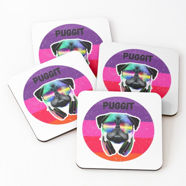 Item preview, Funny Groovy Pug Dog with Headphones Glasses Puggit designed and sold by FazCreations.