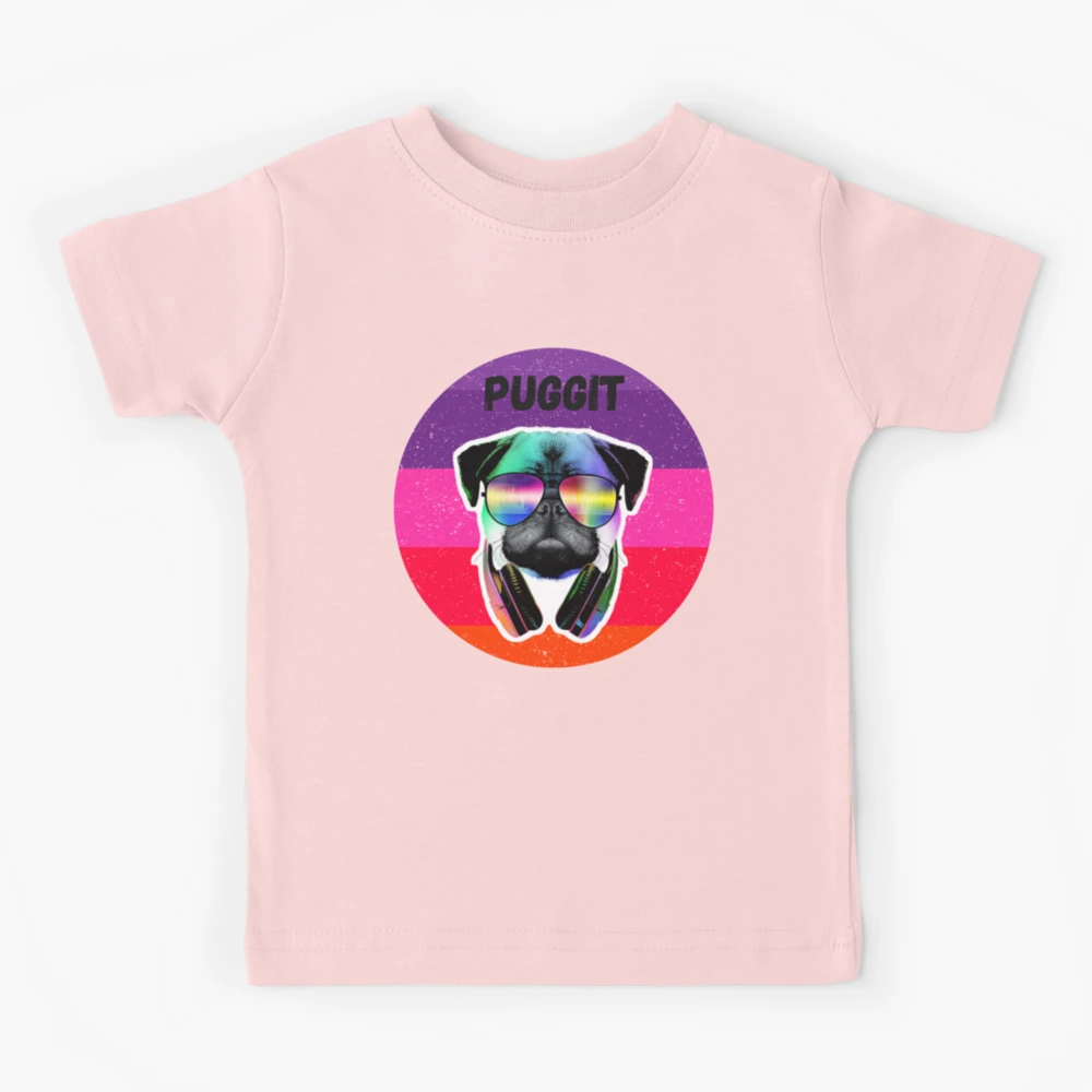 Trippy Pug Dog Wearing Music Equalizer Sunglasses Kids T-Shirt