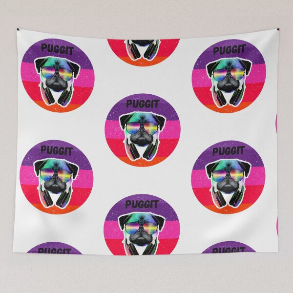 Item preview, Funny Groovy Pug Dog with Headphones Glasses Puggit designed and sold by FazCreations.