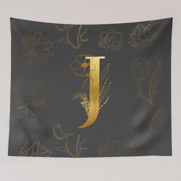 Item preview, Gold floral J Initial designed and sold by Parydish.