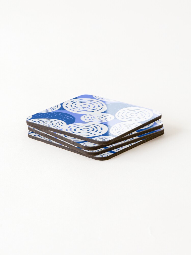 Thumbnail 4 of 5, Coasters (Set of 4), Abstract Pattern Blue And White designed and sold by patternarium.
