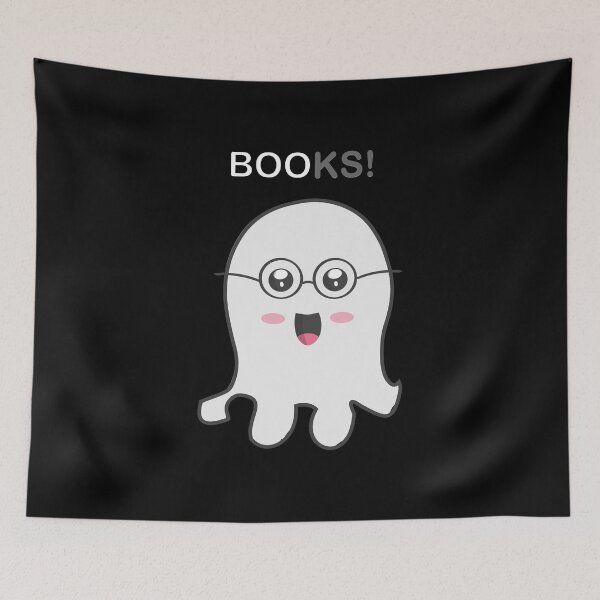 Item preview, Cute nerdy bookworm ghost halloween (dark mode) designed and sold by Deegital18.