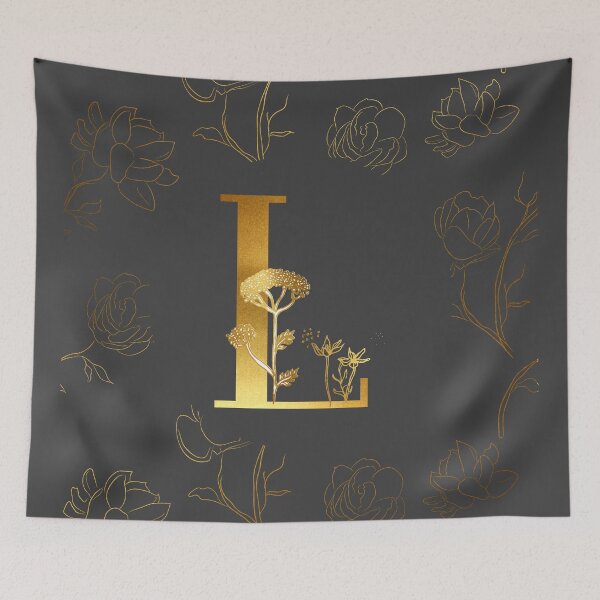 Item preview, Gold floral L Initial designed and sold by Parydish.