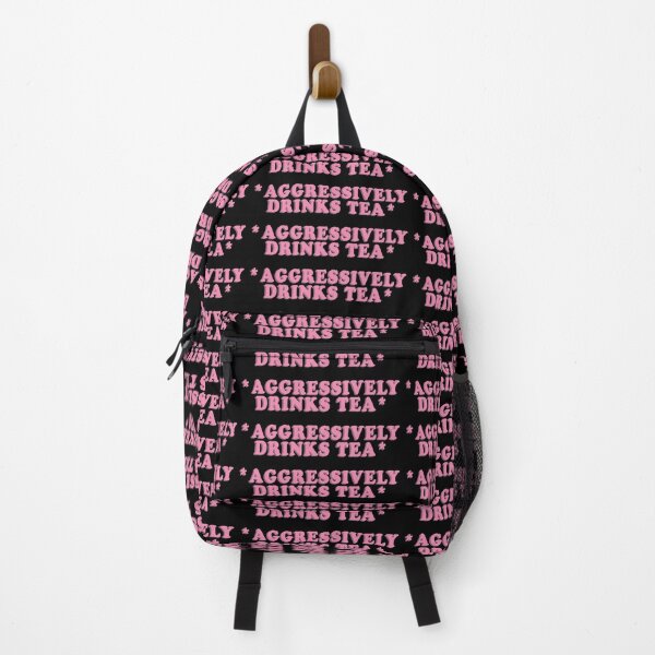 Item preview, AGGRESSIVELY DRINKS TEA Retro Quote Funny Meme Pink designed and sold by a-little-ink.