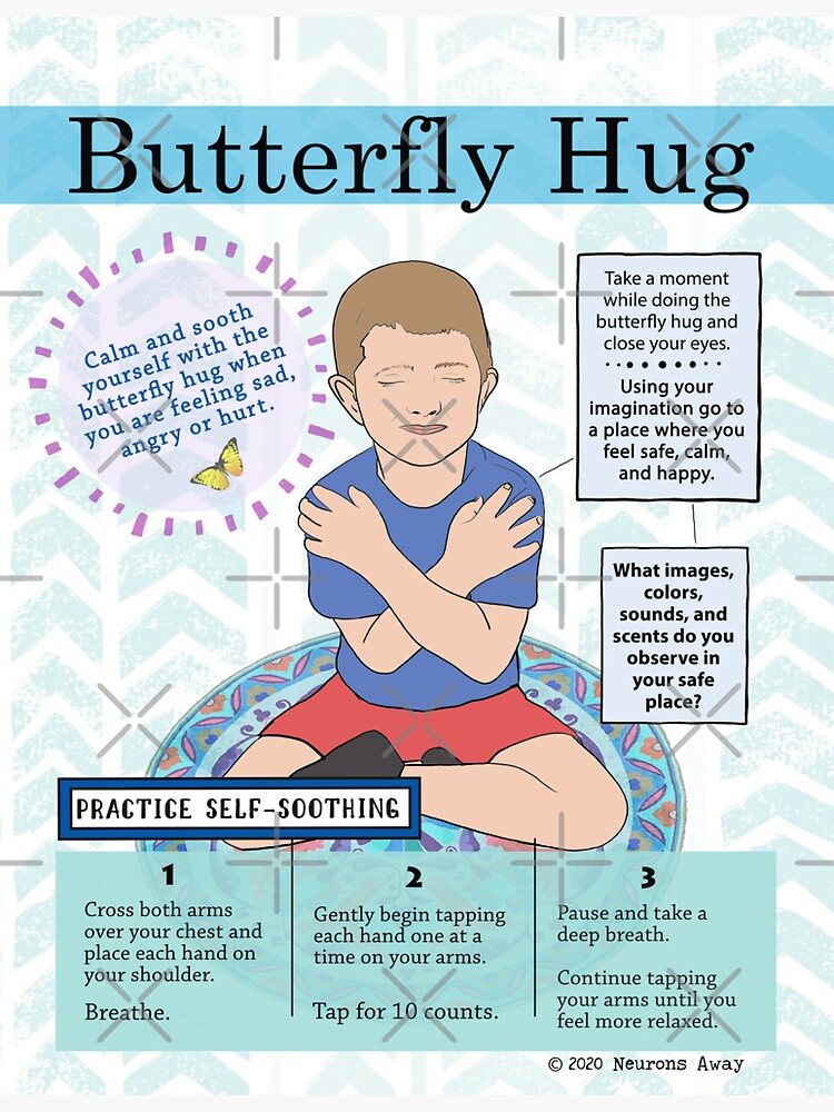 "Butterfly Hug Poster Coping skills " Sticker by sallysafadi Redbubble
