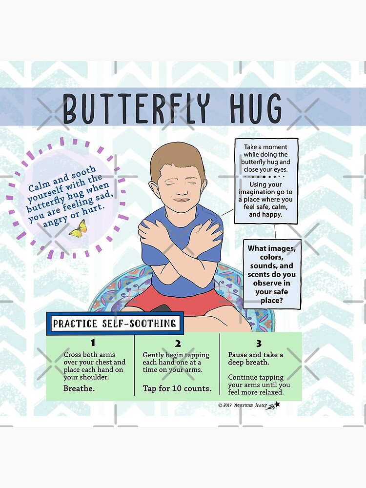 "Butterfly Hug Poster Coping skills " Coasters (Set of 4) for Sale by