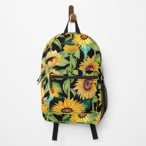 Item preview, Sunflower watercolor floral on black designed and sold by MagentaRose.