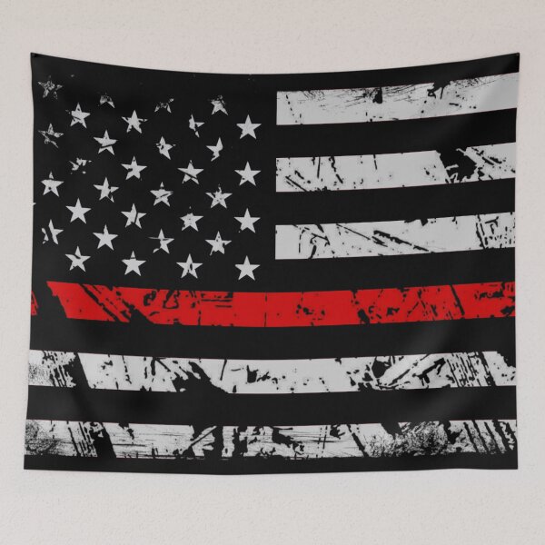 Item preview, Thin Red Line Flag - Firefighter Tribute (Horizontal Version) designed and sold by BattleMtnArmory.