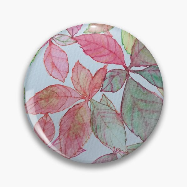 Item preview, Pink red green yellow autumn leaves watercolour painting pattern  designed and sold by esvb.
