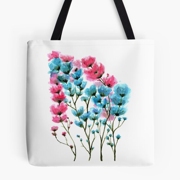 Artikelvorschau, Blaue und rosa Blumen entworfen und verkauft von sassafrascal.