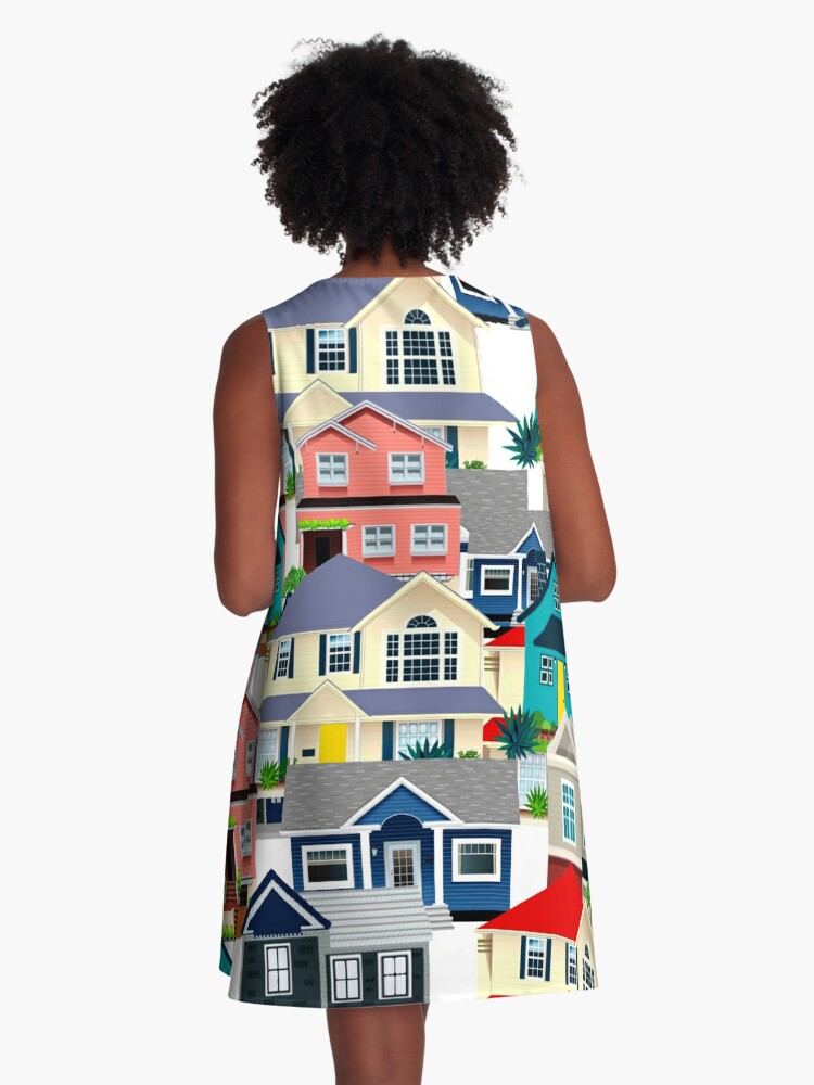 Houses Print | A-Line Dress