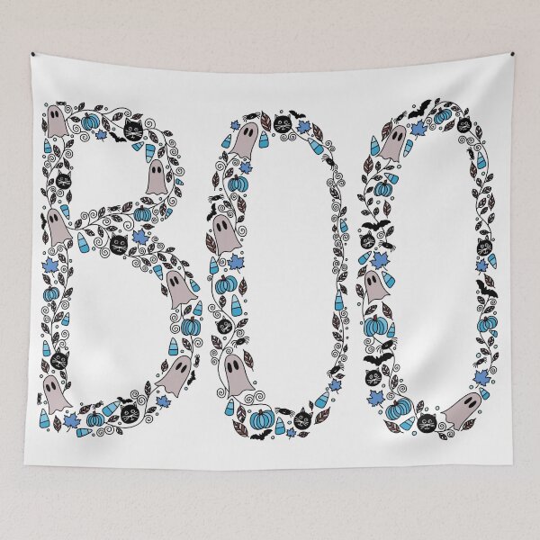 Item preview, Halloween Boo Line Art - Blue designed and sold by monitdesign.