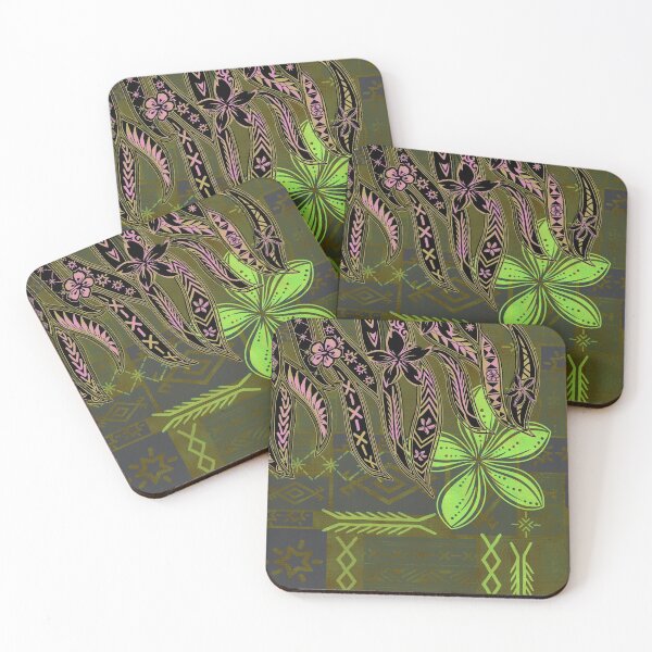 Item preview, Vintage Green Samoan Malu Mana Tribal Collage designed and sold by sunnthreads.