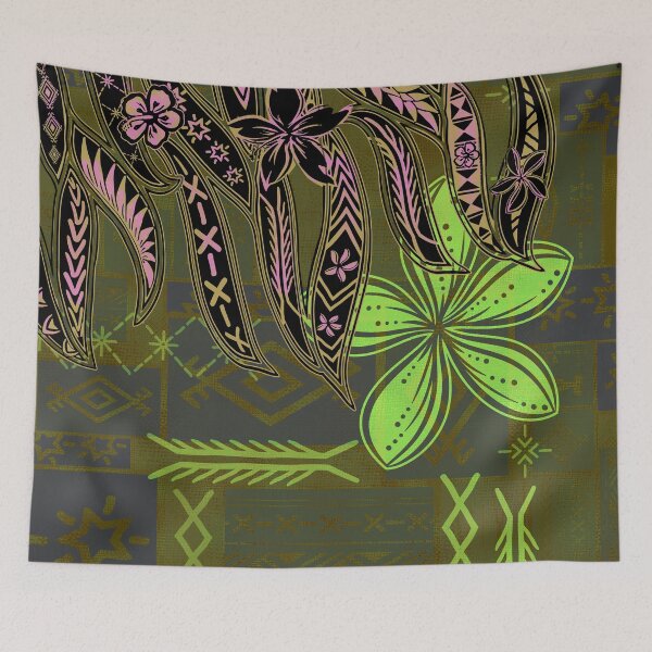 Item preview, Vintage Green Samoan Malu Mana Tribal Collage designed and sold by sunnthreads.
