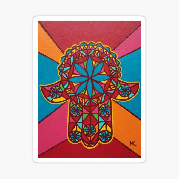 Flower Power Hamsa by Harriette Knight Sticker